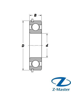 Подшипник 63/28NR NSK — радиальный 28×68×18, стопорное кольцо NR