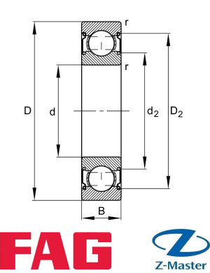 Подшипник FAG 6001-C-2Z (12×28×8) — радиальный шариковый, 2Z