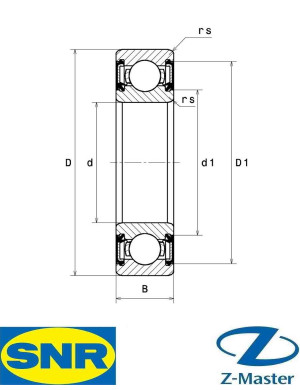 Подшипник SNR 6001EE (12×28×8) — радиальный шариковый, 2RS