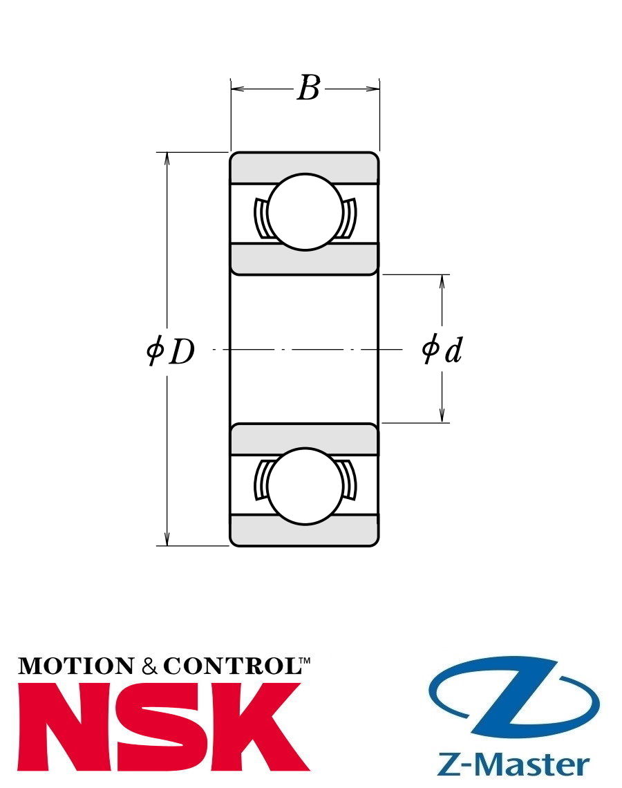 Радиальный шариковый подшипник 63/28 NSK 28×68×18, открытый