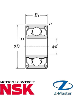 Подшипник шариковый 608T1XZZ1MC3E NSK 8×22×7 (ZZ, MC3, T1X)