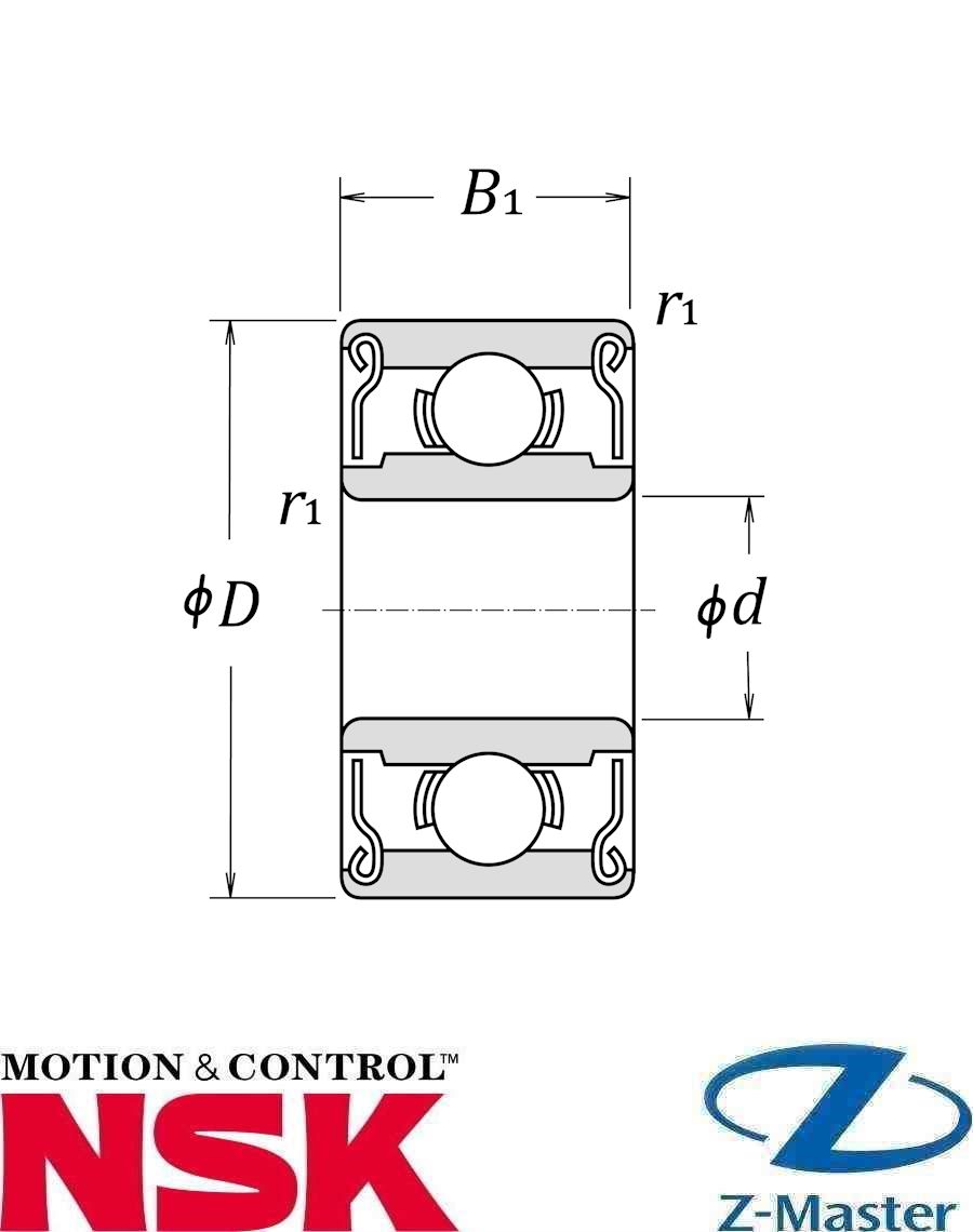 Подшипник шариковый миниатюрный MR85ZZMC3 NSK 5×8×2,5 (ZZ, MC3)
