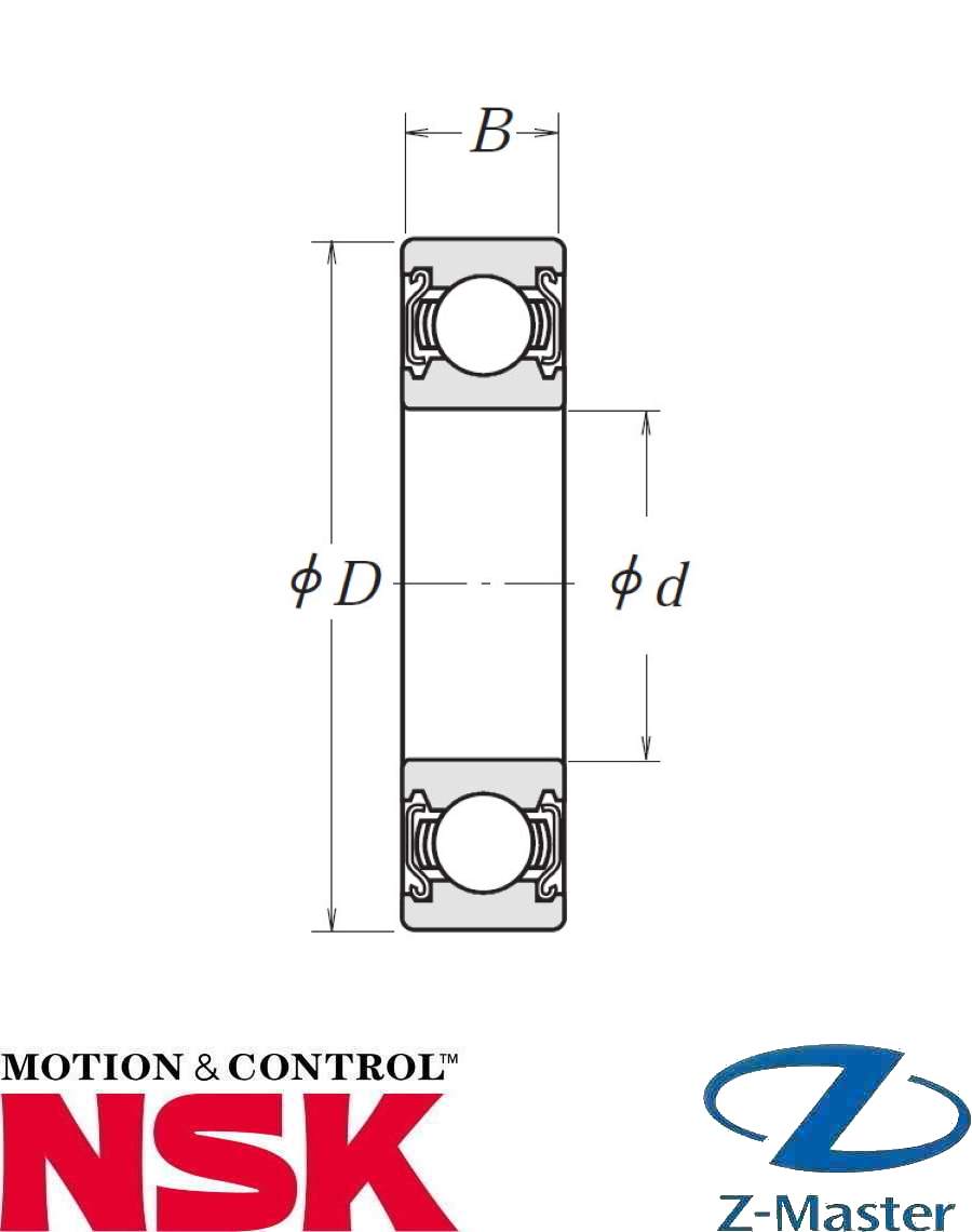 Радиальный шариковый подшипник 6210ZZC3 NSK 50×90×20, ZZ C3