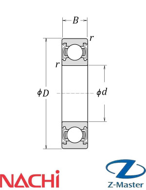 Подшипник шариковый радиальный 6815ZZ Nachi (75×95×10, 2Z)
