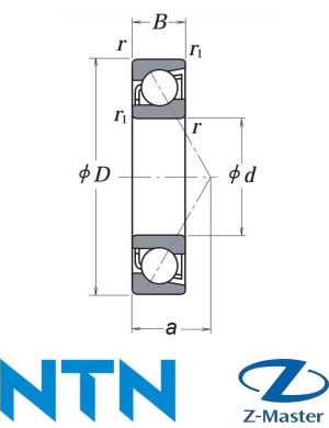 Шпиндельный радиально‑упорный подшипник P4 NTN 7913UCG/GNP42U3G (65×90×13), 15°, GN