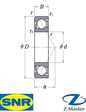 Подшипники SNR 7008HVDUJ74 (комплект DU) - 40×68×30, 25°, P4