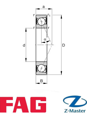 Шпиндельный подшипник с уплотнениями P4S FAG B71911-E-2RSD-T-P4S-UL (55×80×13), 25°, UL