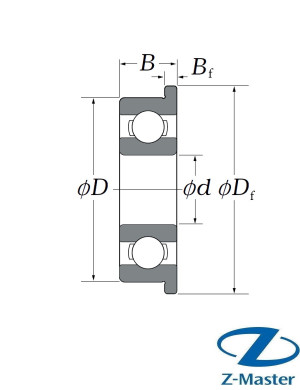 Подшипник шариковый фланцевый F623ZZ ZOV 3×10×4 (ZZ, миниатюрный)