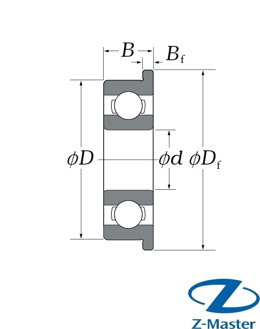 Подшипник шариковый фланцевый F696ZZ ZOV 6×15×5 (ZZ, миниатюрный)