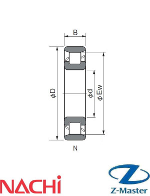 Цилиндрический роликоподшипник N207 Nachi (35×72×17)
