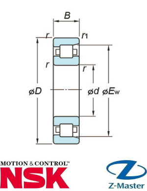 Цилиндрический роликоподшипник NF2305EM NSK (25×62×24), E/M