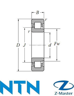 Цилиндрический роликоподшипник NU2206EAT2X NTN (30×62×20), Ultage EA/T2X